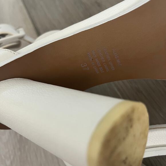 Alias Mae 'Ami' Women's 37 / US 6 Ankle Wrap Buckle High Heel White Leather - Picture 8 of 9